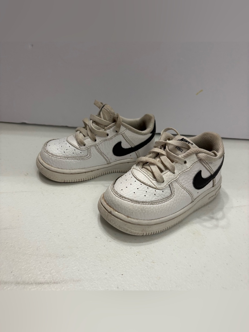 Nike 7C Air Force 1 White Black Swoosh Sneakers baby